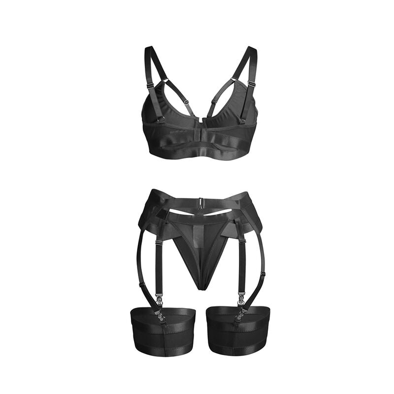 SUBBLIME SETS 955243 Ensemble Soutien-Gorge Bondage Noir Jarretelle L/Xl — accessoires inclus