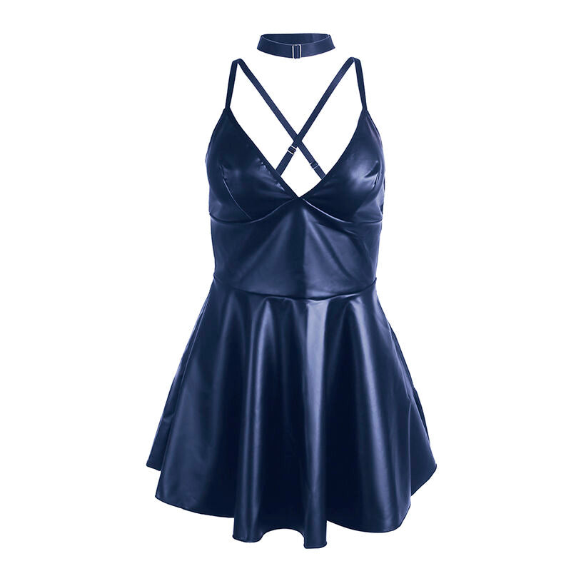 SUBBLIME DRESSES 955427 Robe À Bretelles Cuir Bleu L/Xl — accessoires inclus