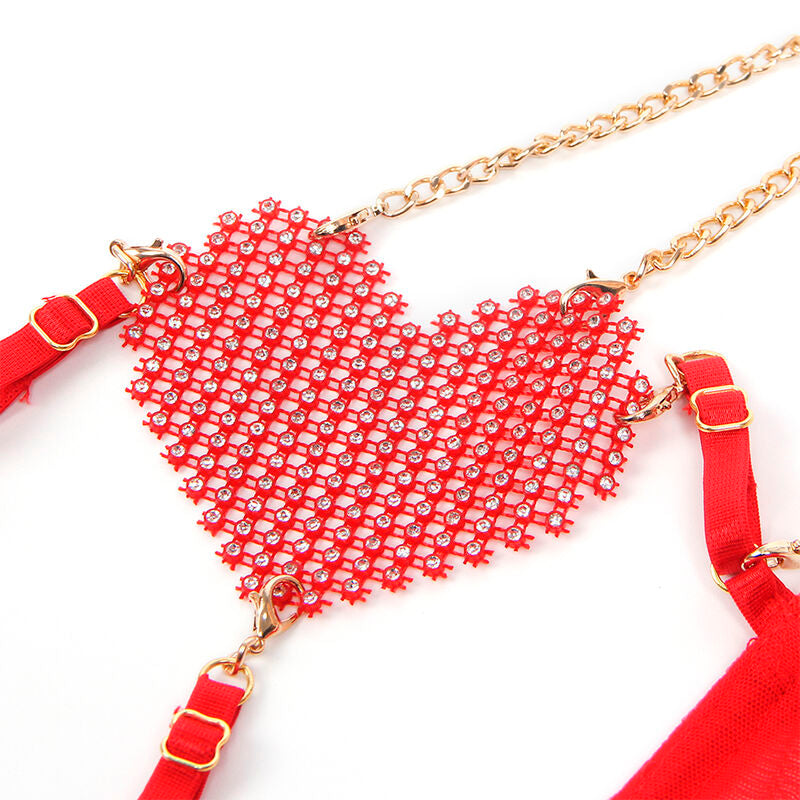 SUBBLIME SETS 955526 Ensemble Soutien-Gorge Chaînes Coeur Maille Rouge ... — accessoires inclus