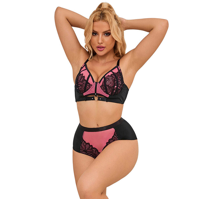 SUBBLIME SETS 955571 Ensemble Soutien-Gorge Cuir Verni Rose Fermeture É... - Aura Intime