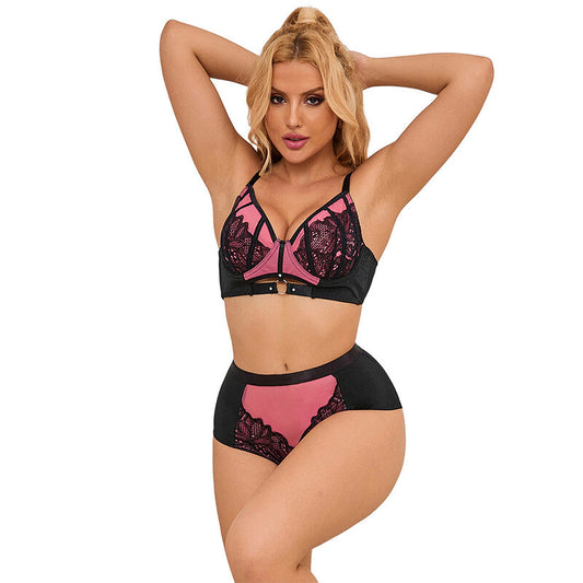 SUBBLIME SETS 955588 Ensemble Soutien-Gorge Cuir Verni Rose Fermeture É... - Aura Intime