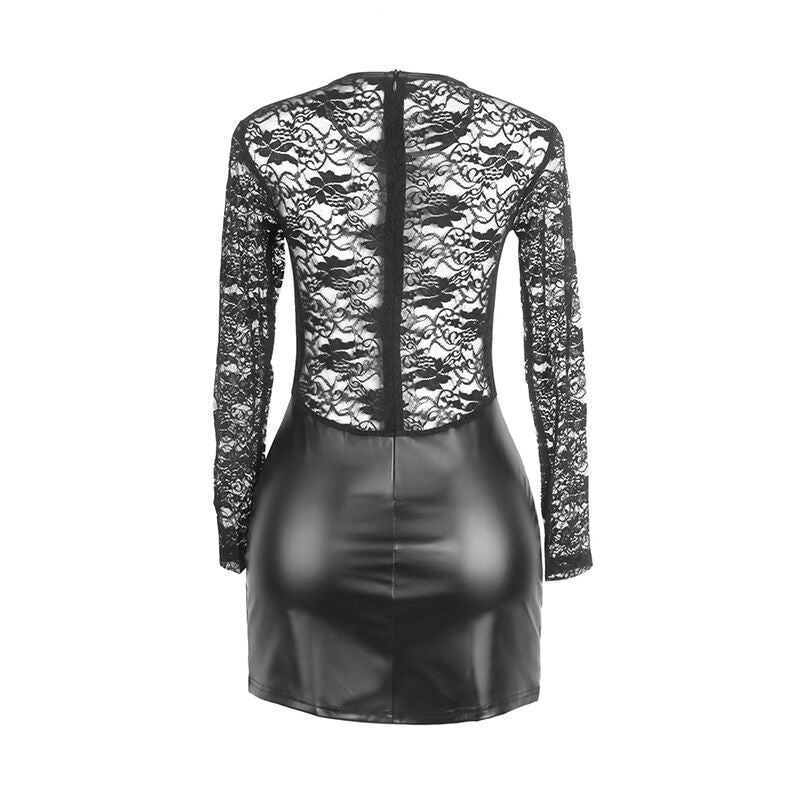 SUBBLIME DRESSES 955601 Robe À Manches Longues Dentelle Noire L/Xl — accessoires inclus