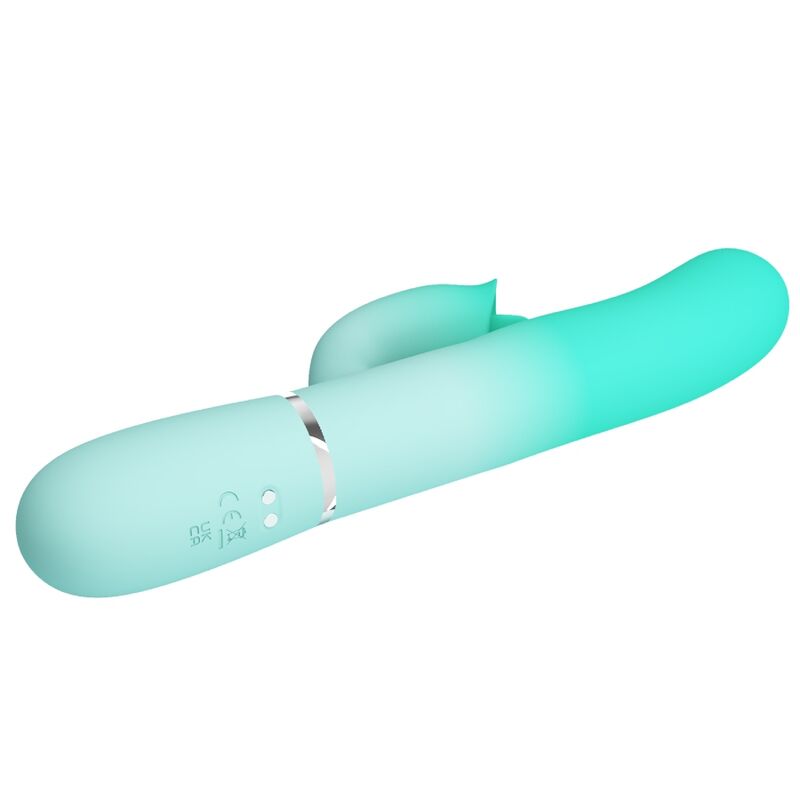 PRETTY LOVE FLIRTATION VIBRATEUR LAPIN MULTIFONCTION GIGI VERT AQUA — vue arrière