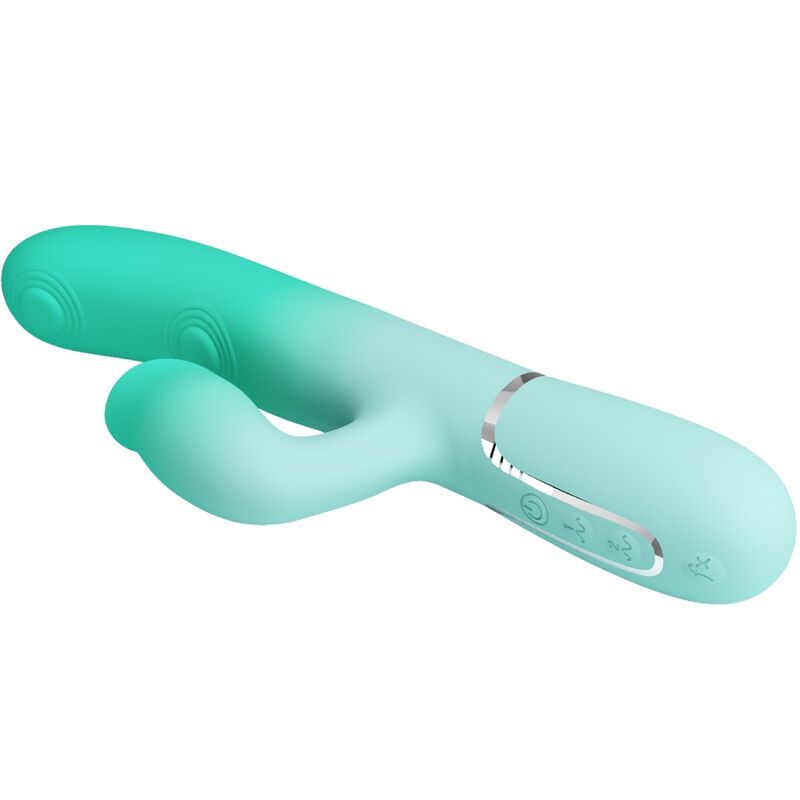 PRETTY LOVE FLIRTATION VIBRATEUR LAPIN MULTIFONCTION GIGI VERT AQUA — accessoires inclus