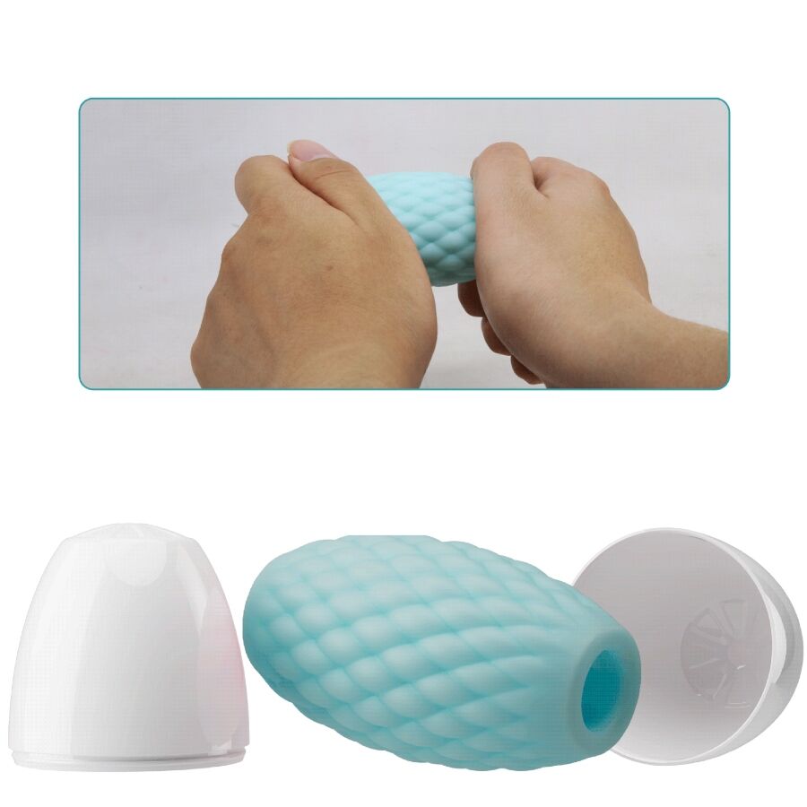 PRETTY LOVE MASTURBATEUR HOMME SILICONE ATHENA EROS BLEU CIEL — accessoires inclus