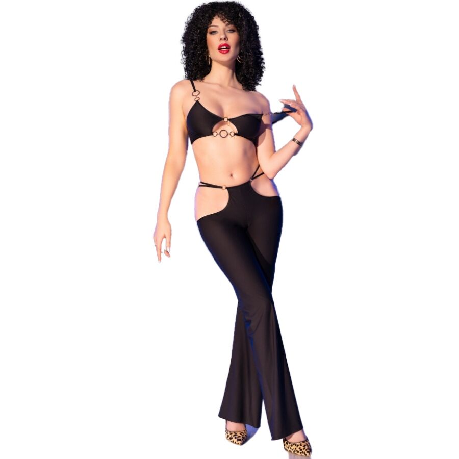 CHILIROSE SETS Cr 4851 Ensemble Top Leggings Noirs Accessoires Dorés S — vue alternative