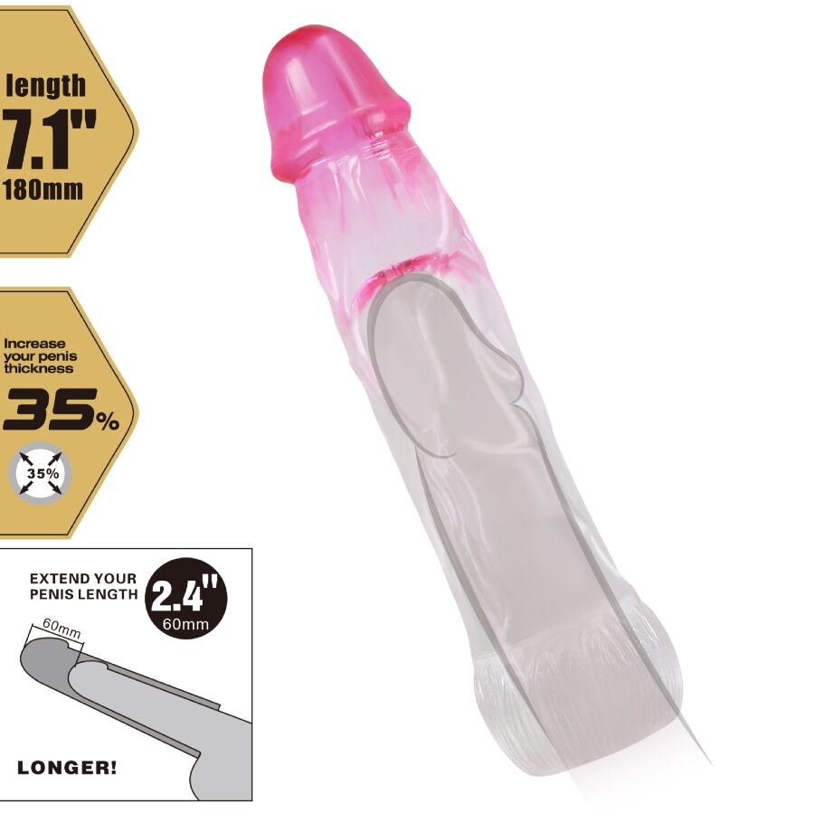PRETTY LOVE GAINE D'AGRANDISSEMENT RÉALISTE NERON 6 CM PÉNIS ROSE — accessoires inclus