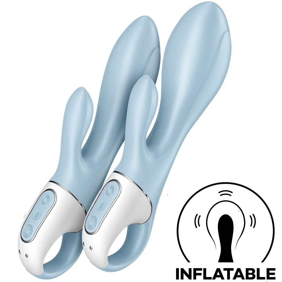 SATISFYER VIBRATOR Air Pump Bunny 1 Vibrateur Gonflable Lapin Bleu — vue détaillée