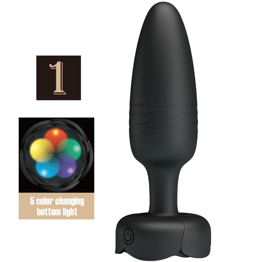 PRETTY LOVE TARION PLUG ANAL LUMIÈRE LED NOIR 12,5 CM - Aura Intime