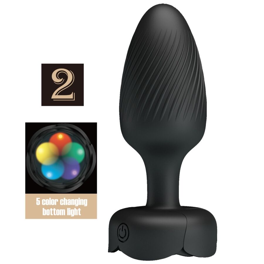 PRETTY LOVE PLUG ANAL VARIAN LUMIÈRE LED NOIR 10,8 CM - Aura Intime