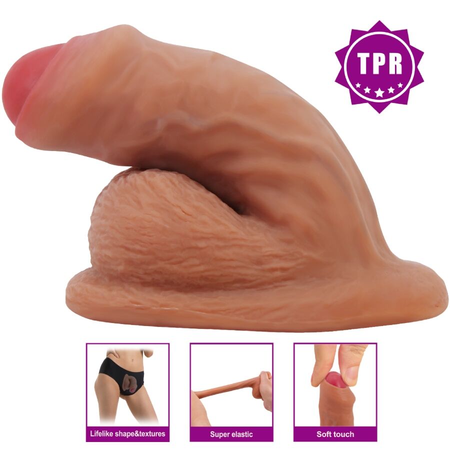 PRETTY LOVE WARNELL GODE ULTRA RÉALISTE ÉLASTIQUE 9,5 CM MULATO — accessoires inclus