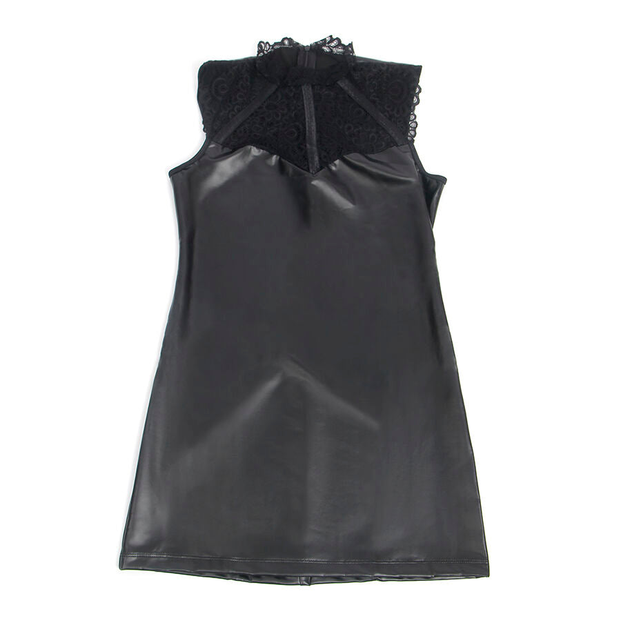 SUBBLIME DRESSES 957551 Robe Cuir Col Dentelle Noir L/Xl — vue arrière