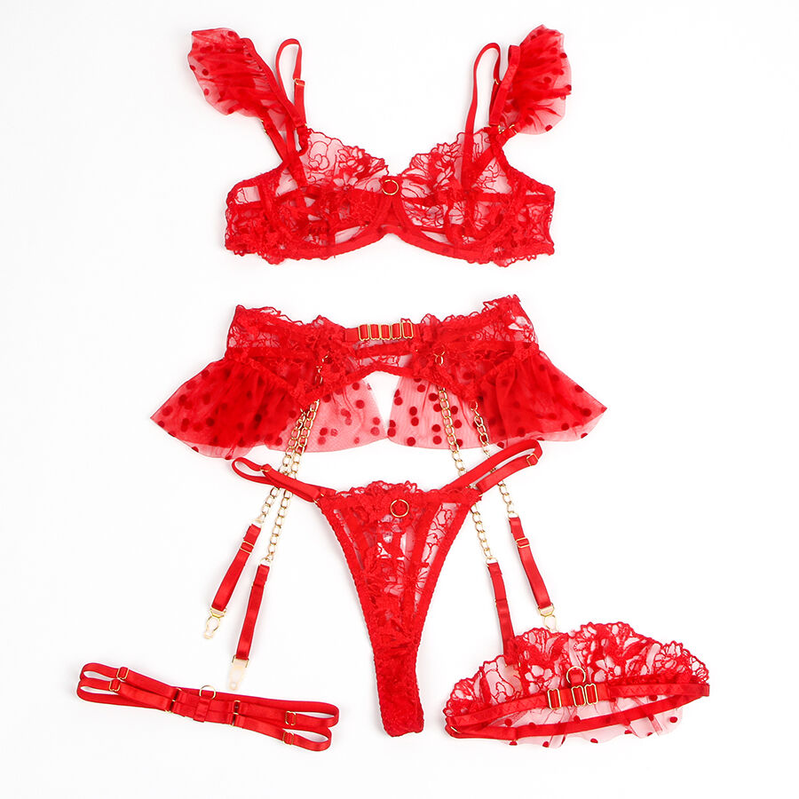 SUBBLIME SETS 957513 Ensemble Soutien-Gorge Jarretelle Dentelle Rouge L/Xl — vue alternative