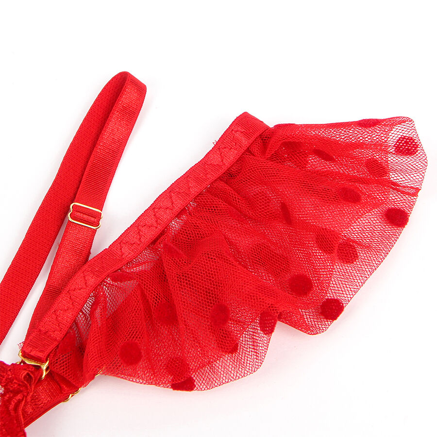 SUBBLIME SETS 957513 Ensemble Soutien-Gorge Jarretelle Dentelle Rouge L/Xl — accessoires inclus