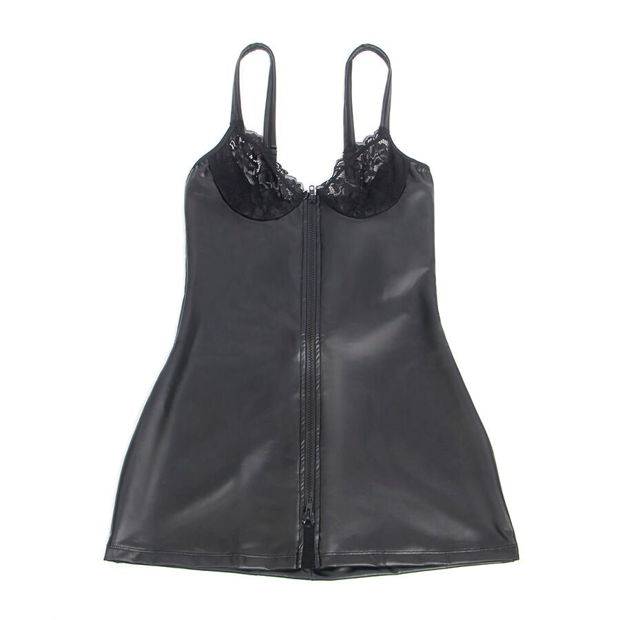 SUBBLIME DRESSES 957575 Robe Zippée Cuir Noir L/Xl — accessoires inclus