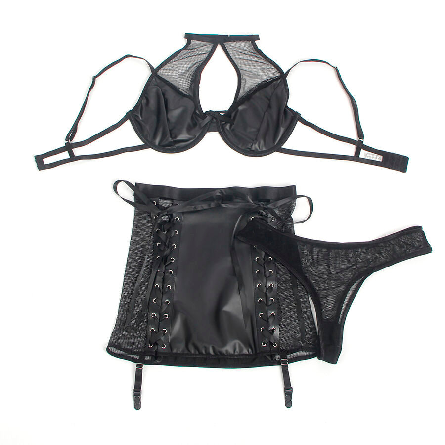 SUBBLIME SETS 957582 Ensemble Soutien-Gorge Jupe Cuir Noir S/M — vue arrière