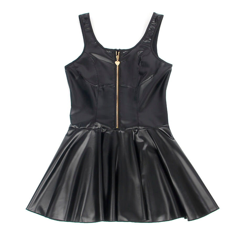 SUBBLIME DRESSES 957674 Robe Cuir Fermeture Éclair Coeur Noir L/Xl — accessoires inclus