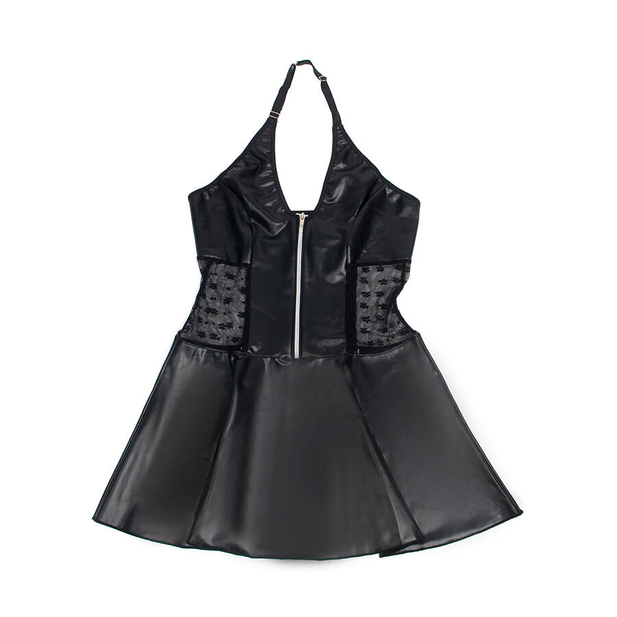 SUBBLIME DRESSES 957711 Robe Cuir À Fermeture Éclair Dentelle Noire L/Xl — accessoires inclus