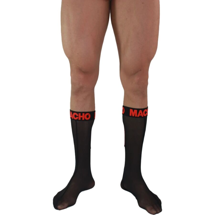 MACHO UNDERWEAR Chaussettes Fines Taille Unique Noir/Rouge - Aura Intime