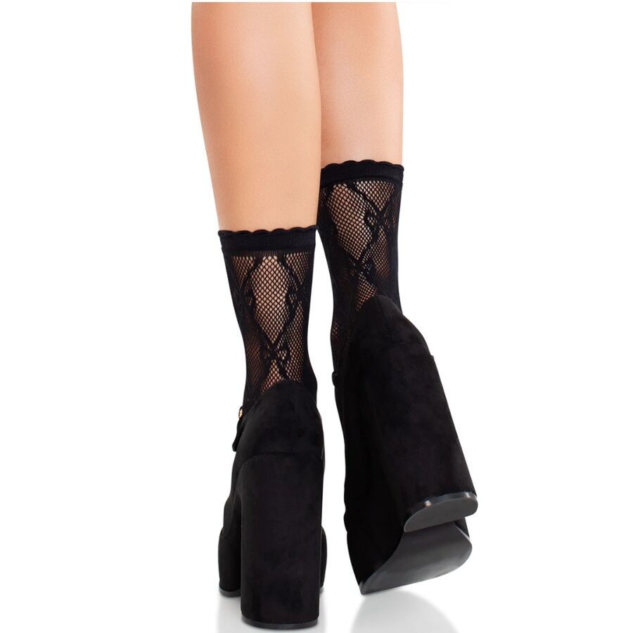 LEG AVENUE HOSIERY Chaussettes Noires Dentelle Nœud — vue détaillée