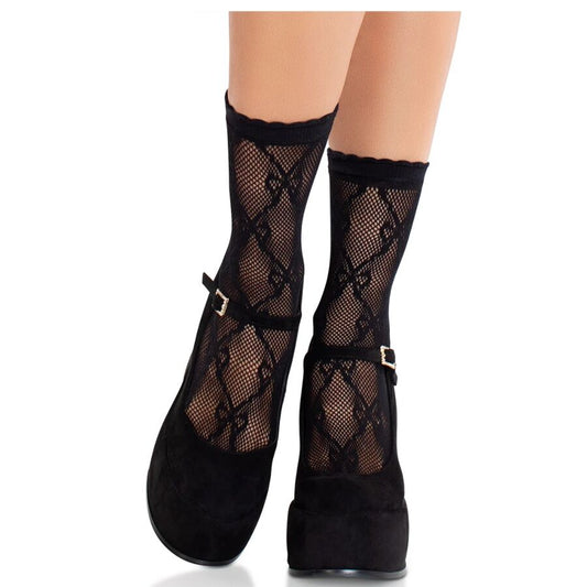 LEG AVENUE HOSIERY Chaussettes Noires Dentelle Nœud - Aura Intime