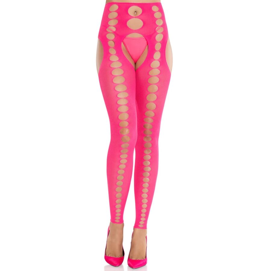 LEG AVENUE HOSIERY Bas Opaques Sans Bretelles Sans Couture Rose Fluo - Aura Intime