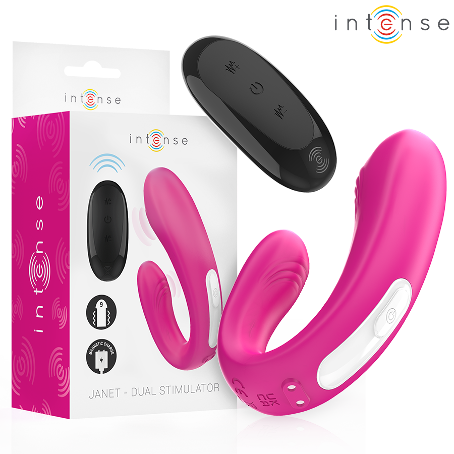 INTENSE REMOTE CONTROL Janet Double Stimulateur Vibrateur U Télécommande Rose - Aura Intime