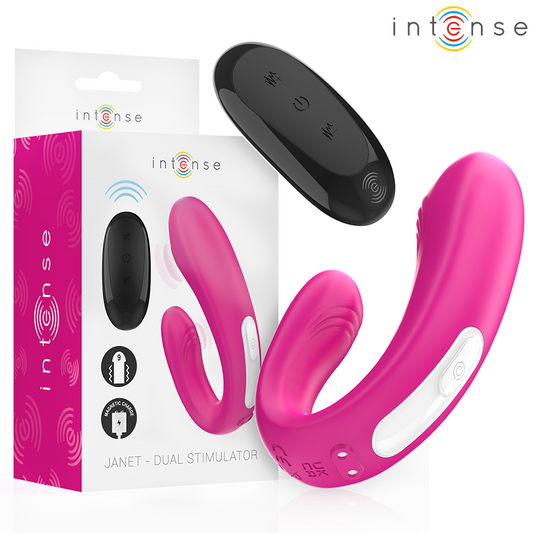 INTENSE REMOTE CONTROL Janet Double Stimulateur Vibrateur U Télécommande Rose - Aura Intime
