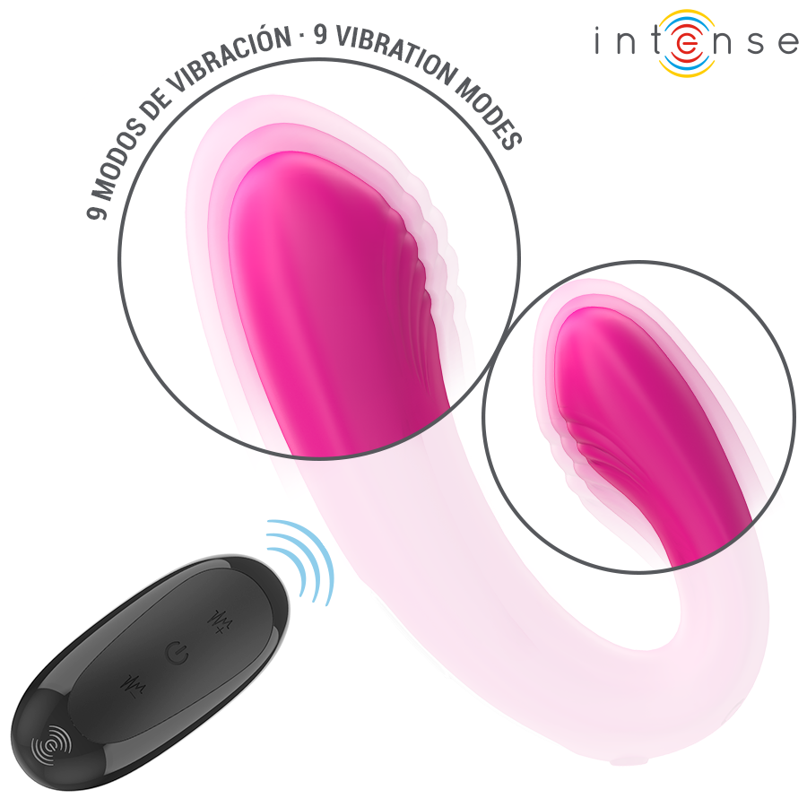 INTENSE REMOTE CONTROL Janet Double Stimulateur Vibrateur U Télécommande Rose — vue arrière
