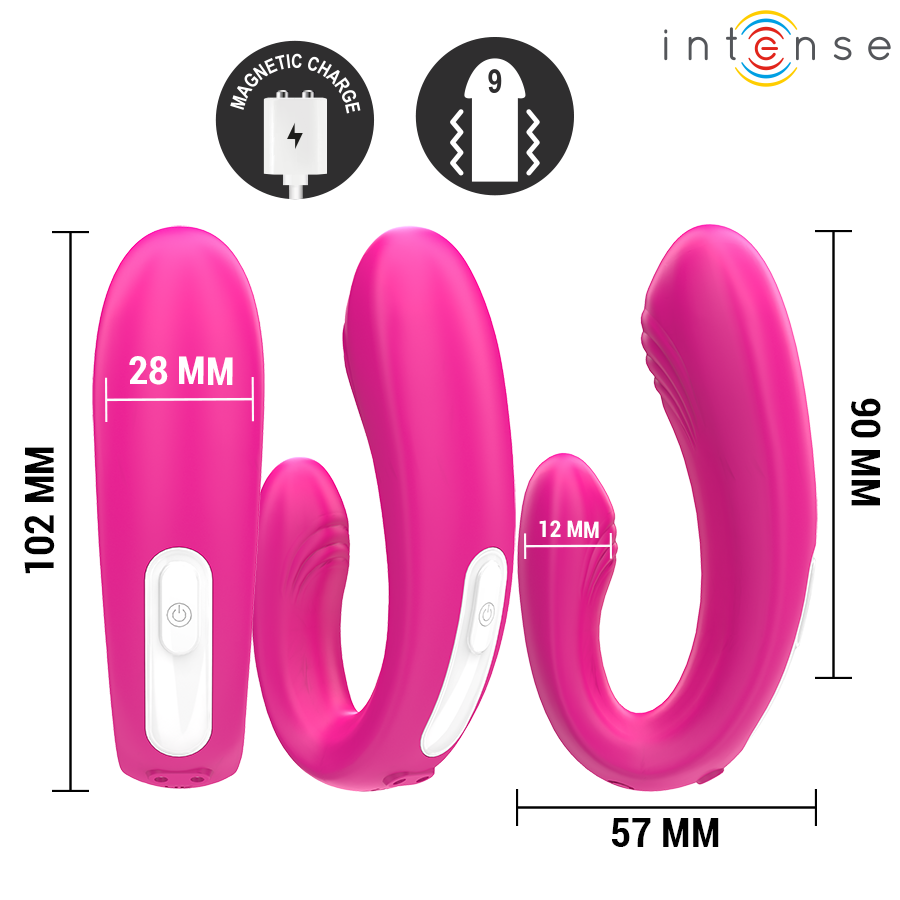 INTENSE REMOTE CONTROL Janet Double Stimulateur Vibrateur U Télécommande Rose — vue alternative
