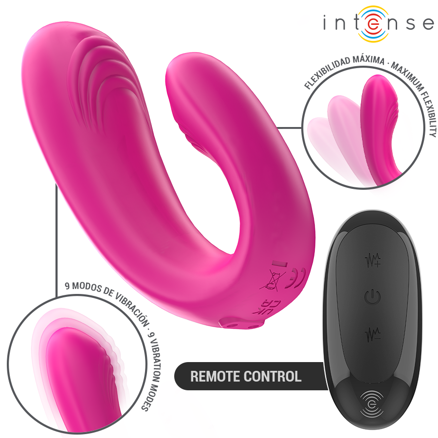 INTENSE REMOTE CONTROL Janet Double Stimulateur Vibrateur U Télécommande Rose — vue détaillée