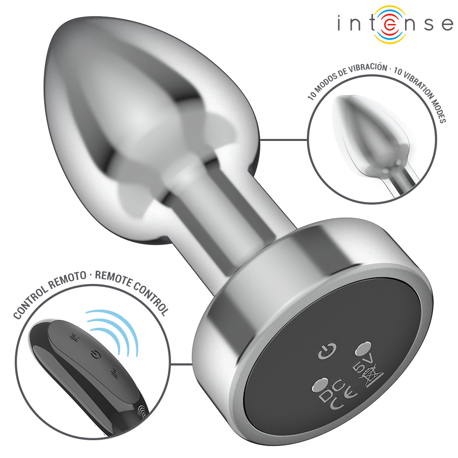 INTENSE ANAL TOYS PLUG ANAL 10 VIBRATIONS MÉTAL TÉLÉCOMMANDE S — vue détaillée