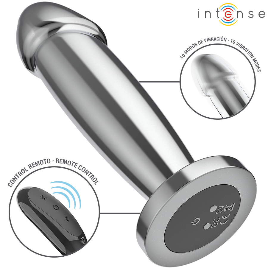 INTENSE ANAL TOYS PLUG ANAL 10 VIBRATIONS GODE MÉTALLIQUE TÉLÉCOMMANDE M — vue détaillée