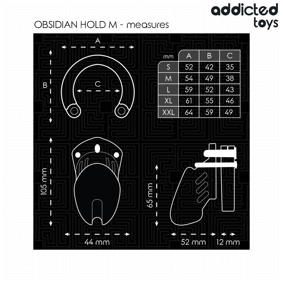 ADDICTED TOYS LOCKED Cage À Pénis Obsidian Hold Taille M — vue arrière