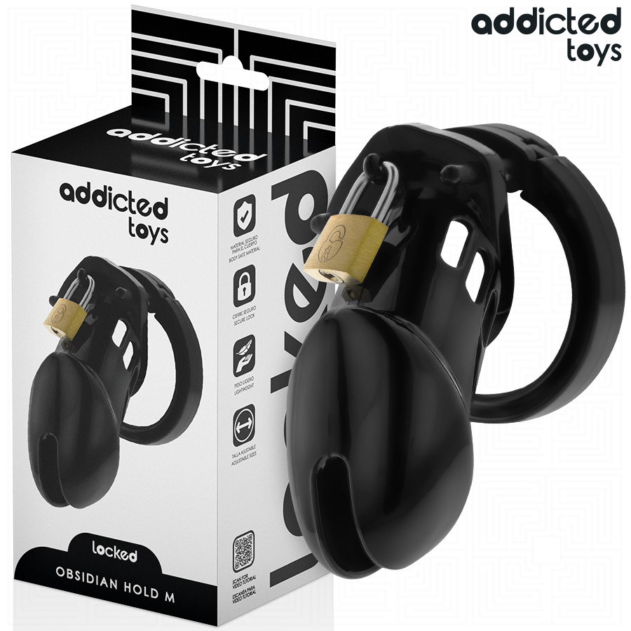 ADDICTED TOYS LOCKED Cage À Pénis Obsidian Hold Taille M - Aura Intime