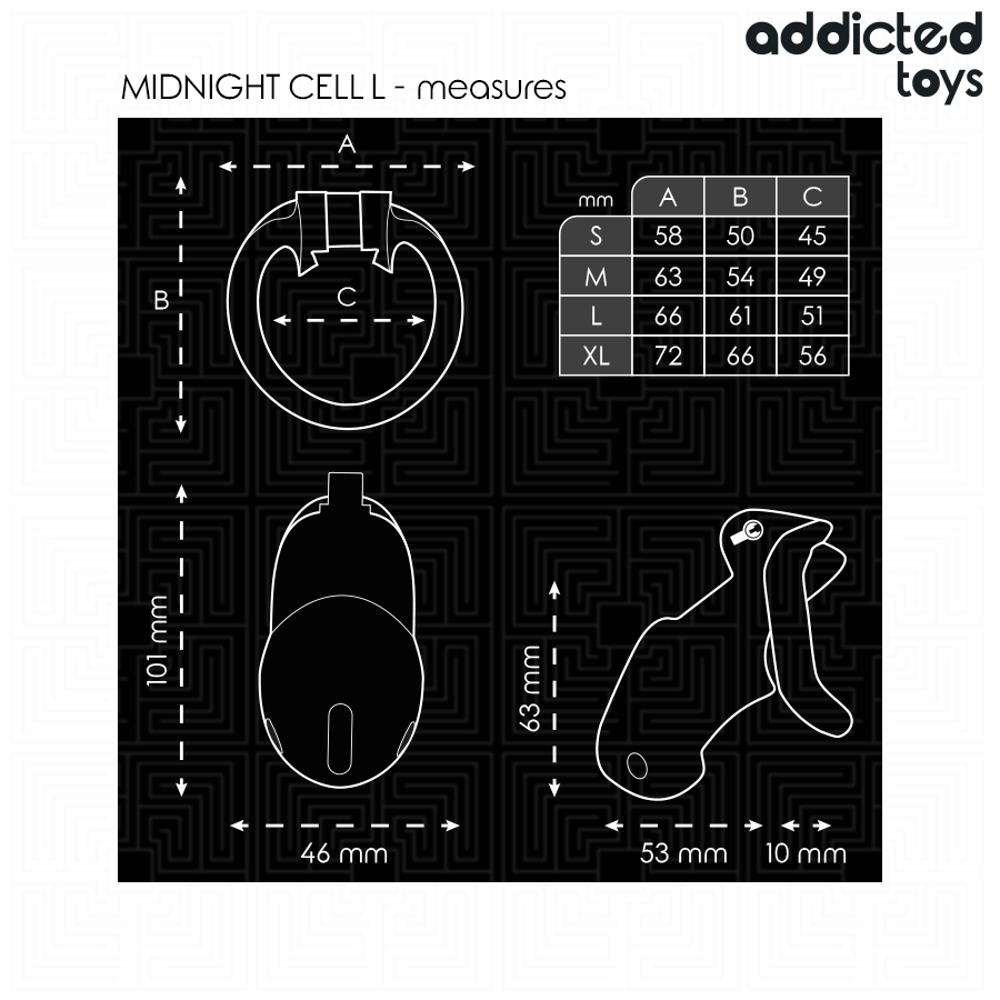 ADDICTED TOYS LOCKED Mindnight Cell Cage À Pénis Taille L — accessoires inclus