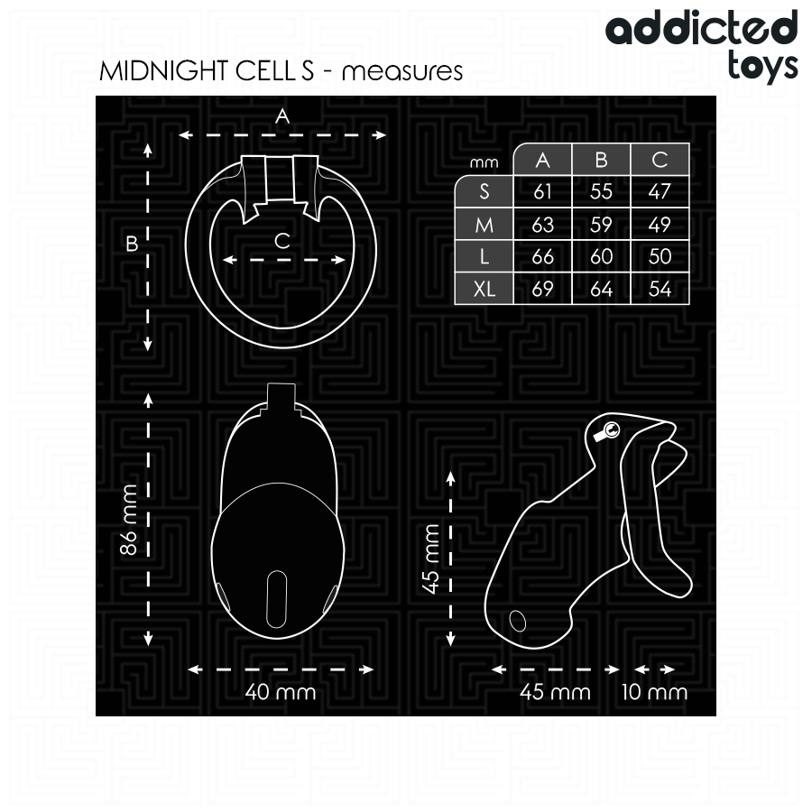ADDICTED TOYS LOCKED Mindnight Cell Cage À Pénis Taille S — accessoires inclus