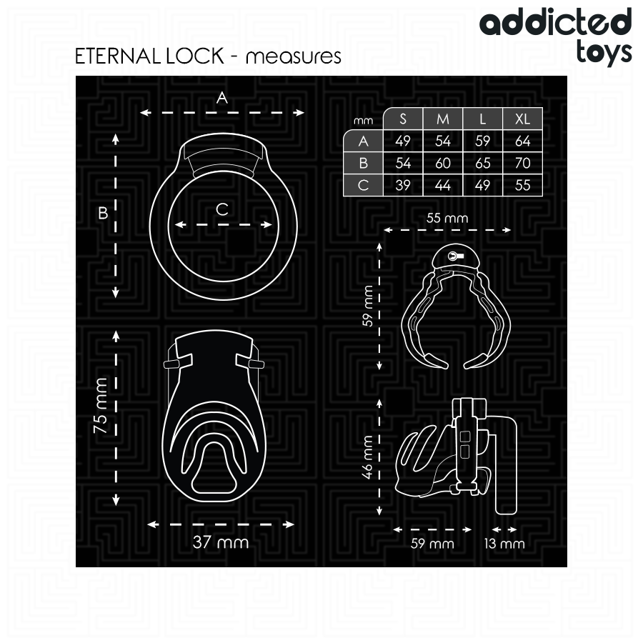 ADDICTED TOYS LOCKED Cage À Pénis À Verrouillage Éternel 9 Cm — accessoires inclus