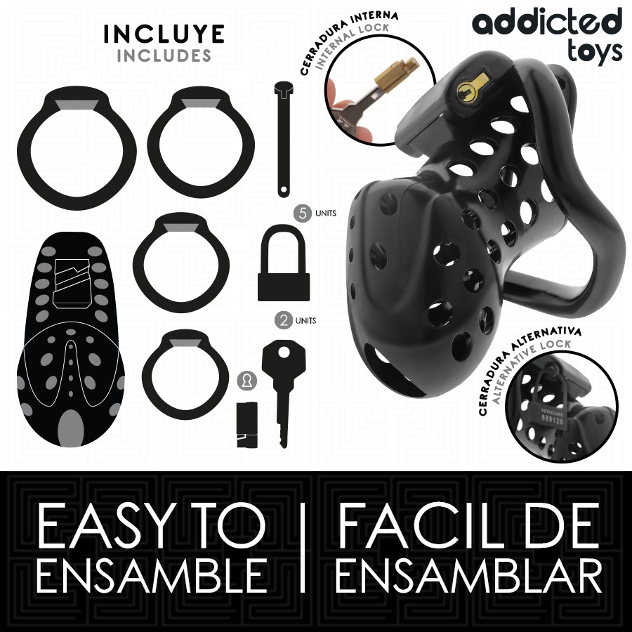 ADDICTED TOYS LOCKED À Pénis Creuse Enchaînée 10,5 Cm — vue arrière