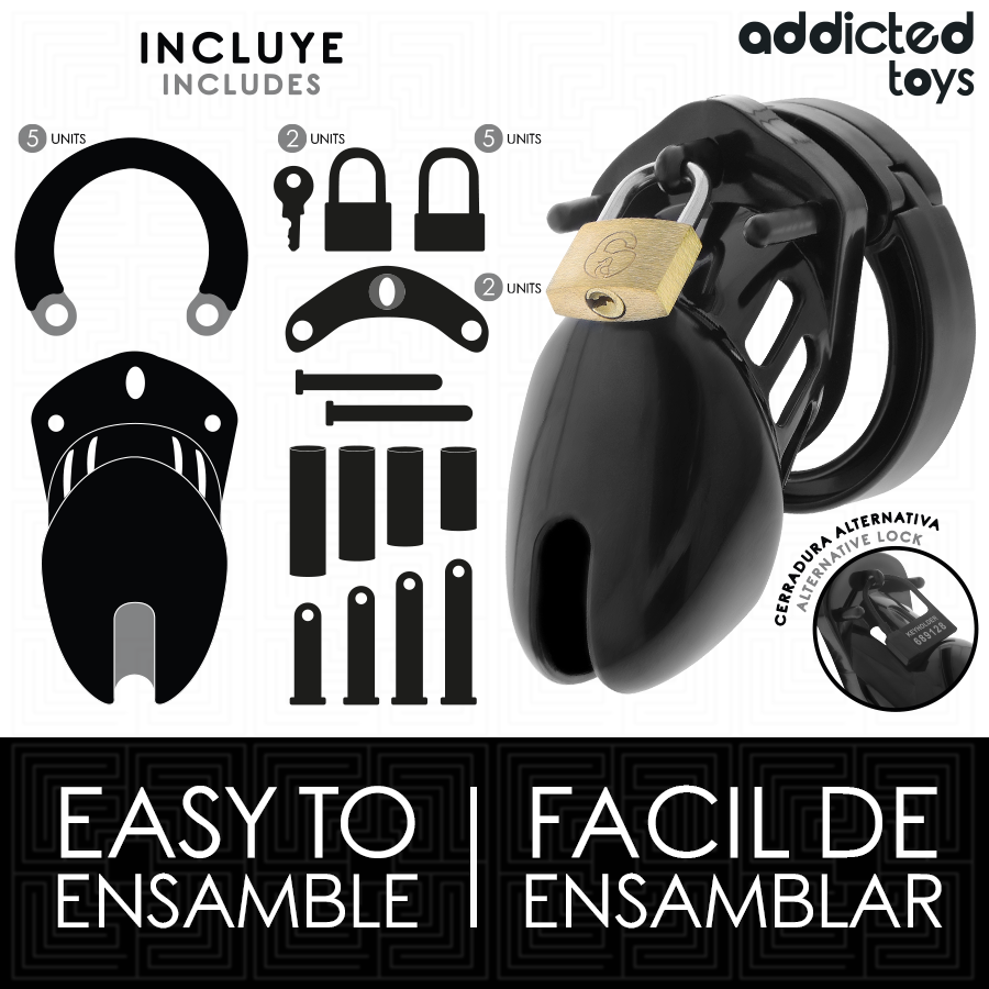 ADDICTED TOYS LOCKED Cage À Pénis Obsidian Hold Taille S — vue arrière