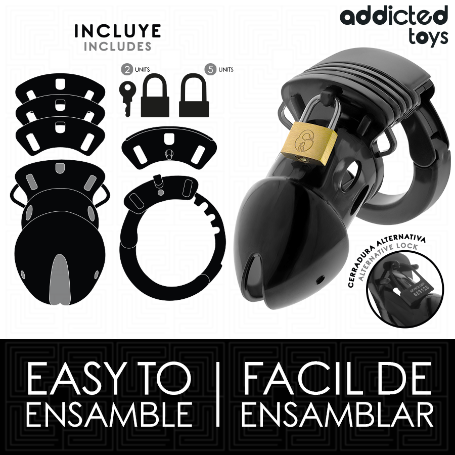 ADDICTED TOYS LOCKED Cage À Pénis Chasteté Profondeur 7,5 Cm — vue arrière