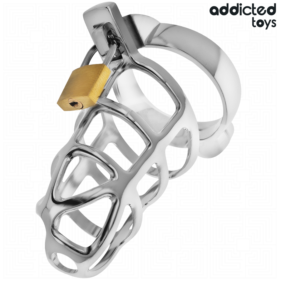 ADDICTED TOYS LOCKED Cage À Pénis Métal Verrou Argent Taille S — vue détaillée