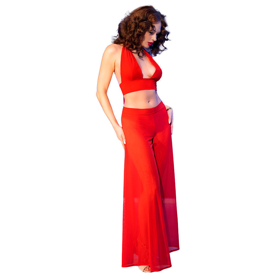 CHILIROSE SETS Cr 4857 Ensemble Haut Pantalon Rouge Taille M — vue détaillée