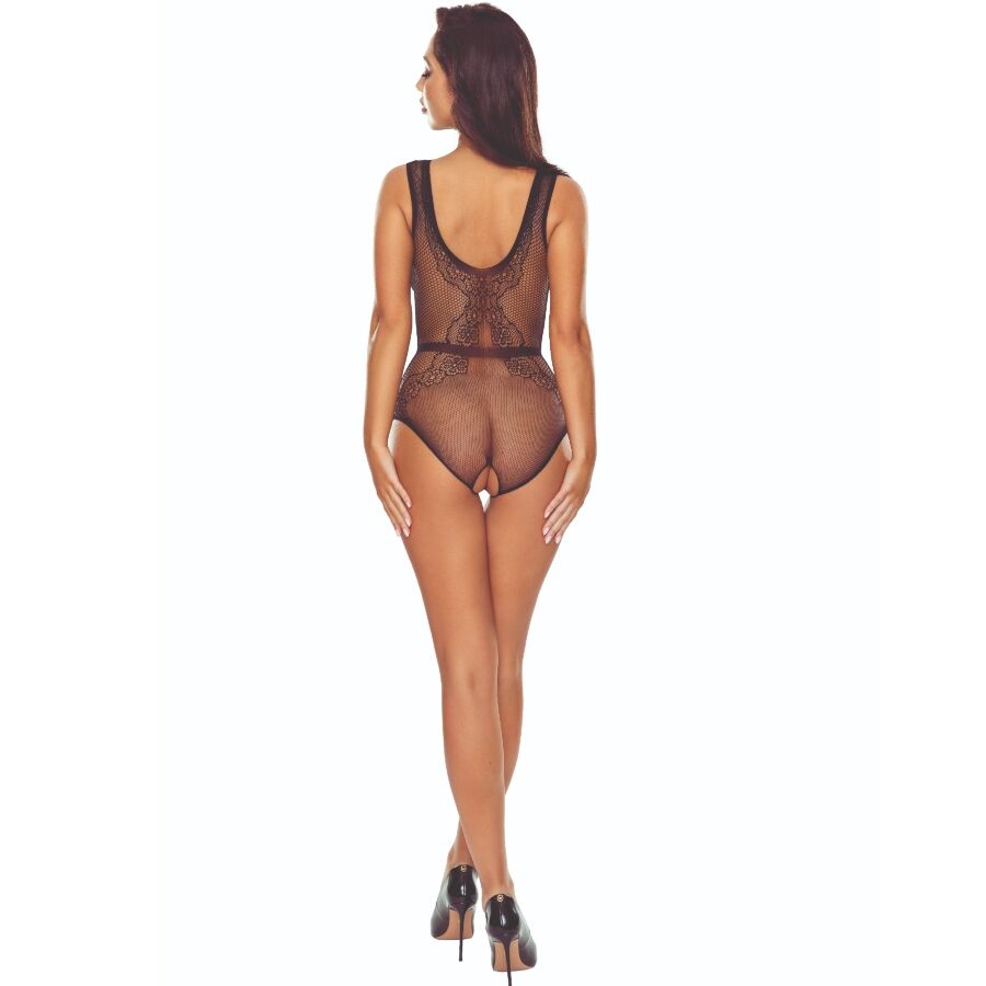 PASSION WOMAN BODYSTOCKINGS Bs115 Bodystocking Noir Grille — vue détaillée