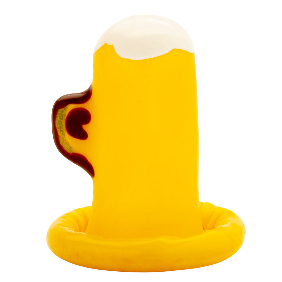 CONDOMERIE Préservatifs Fantaisie Peints À Main Verre Bière — vue arrière