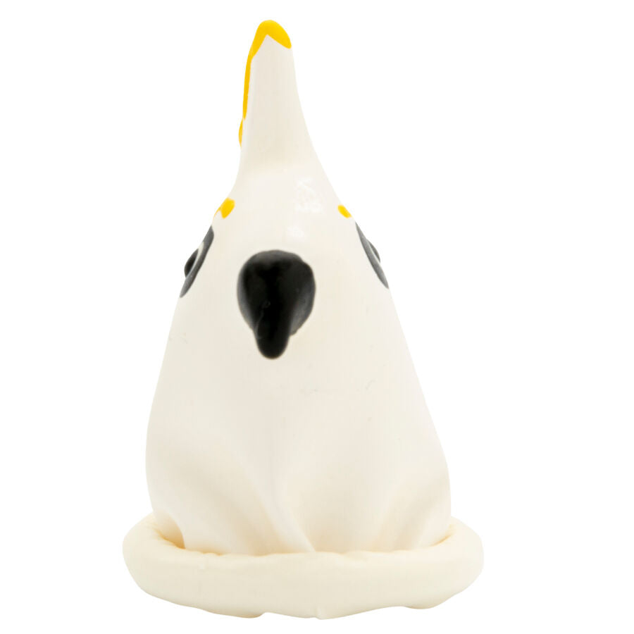 CONDOMERIE Préservatifs Fantaisie Peints À Main Perroquet Blanc — accessoires inclus