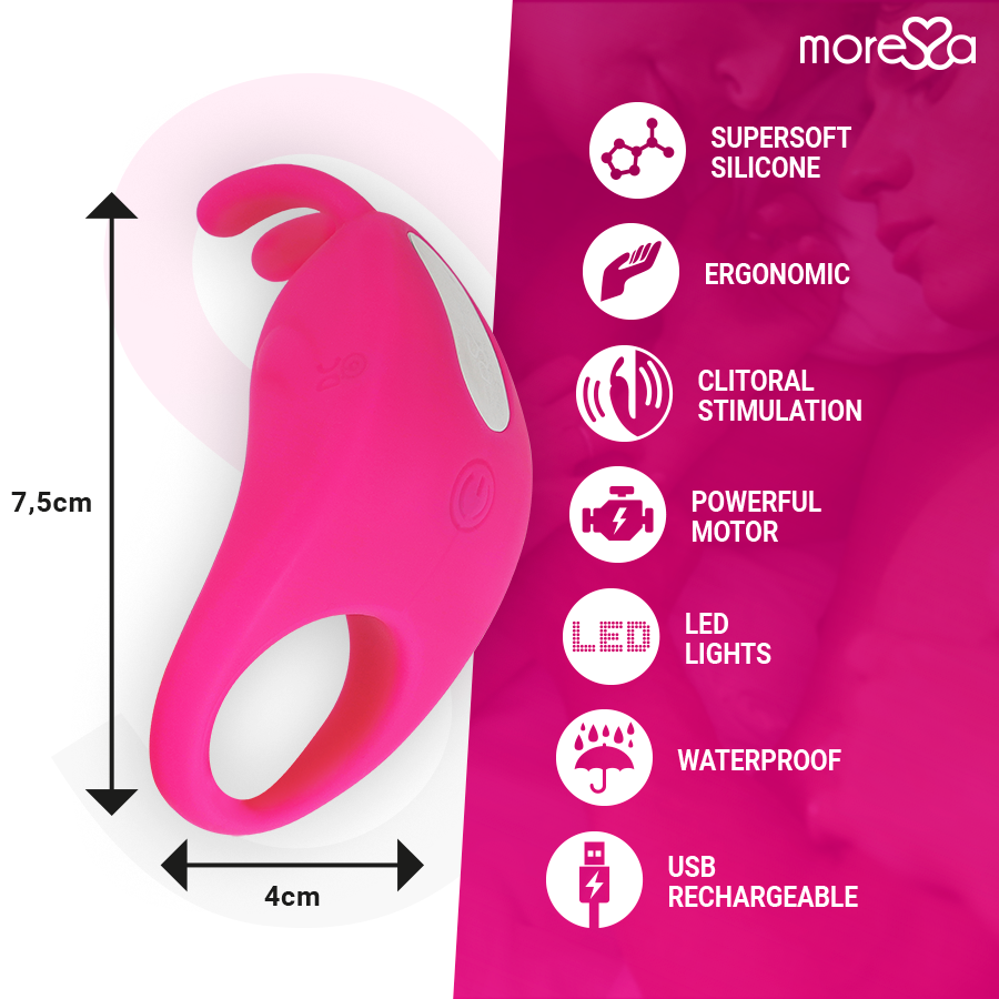 MORESSA Brad Premium Silicone Rechargeable Rose — vue arrière