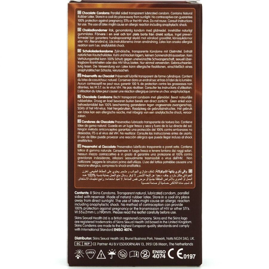 SKINS Pack 8 Préservatifs Premium Chocolat — vue arrière