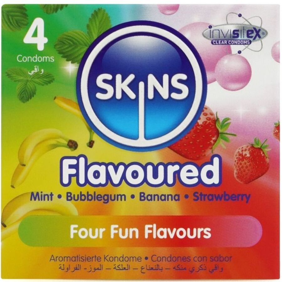 SKINS Pack 4 Préservatifs Premium Multi-Saveurs - Aura Intime