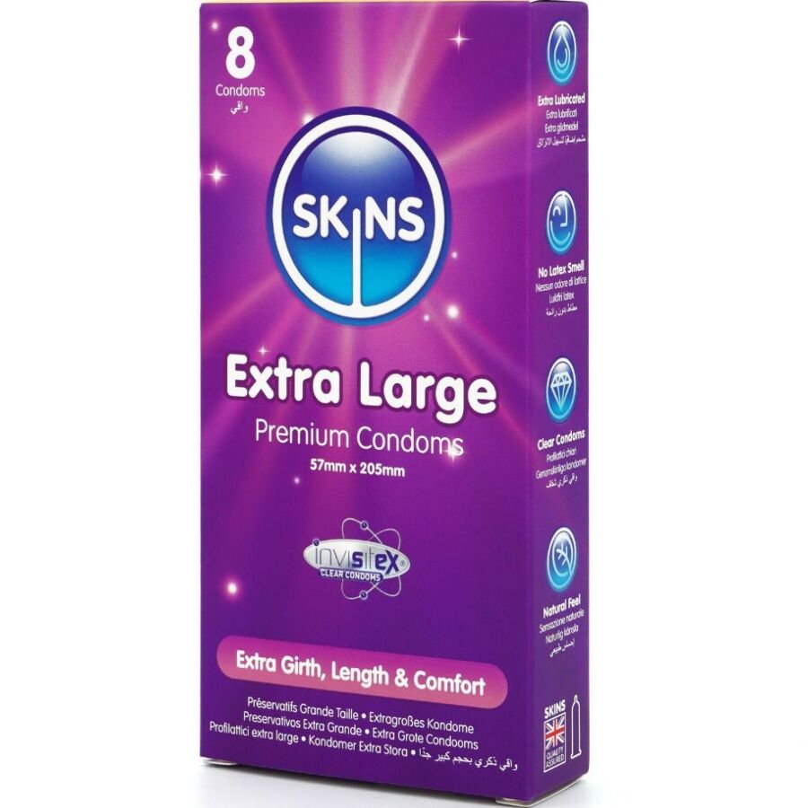 SKINS Pack 8 Préservatifs Extra Larges Premium — vue détaillée